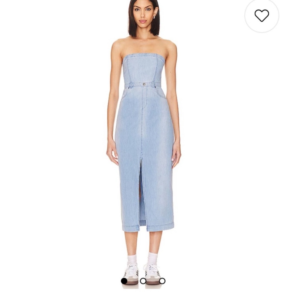 Free people Chambray Strapless Midi Dress Sz-6
